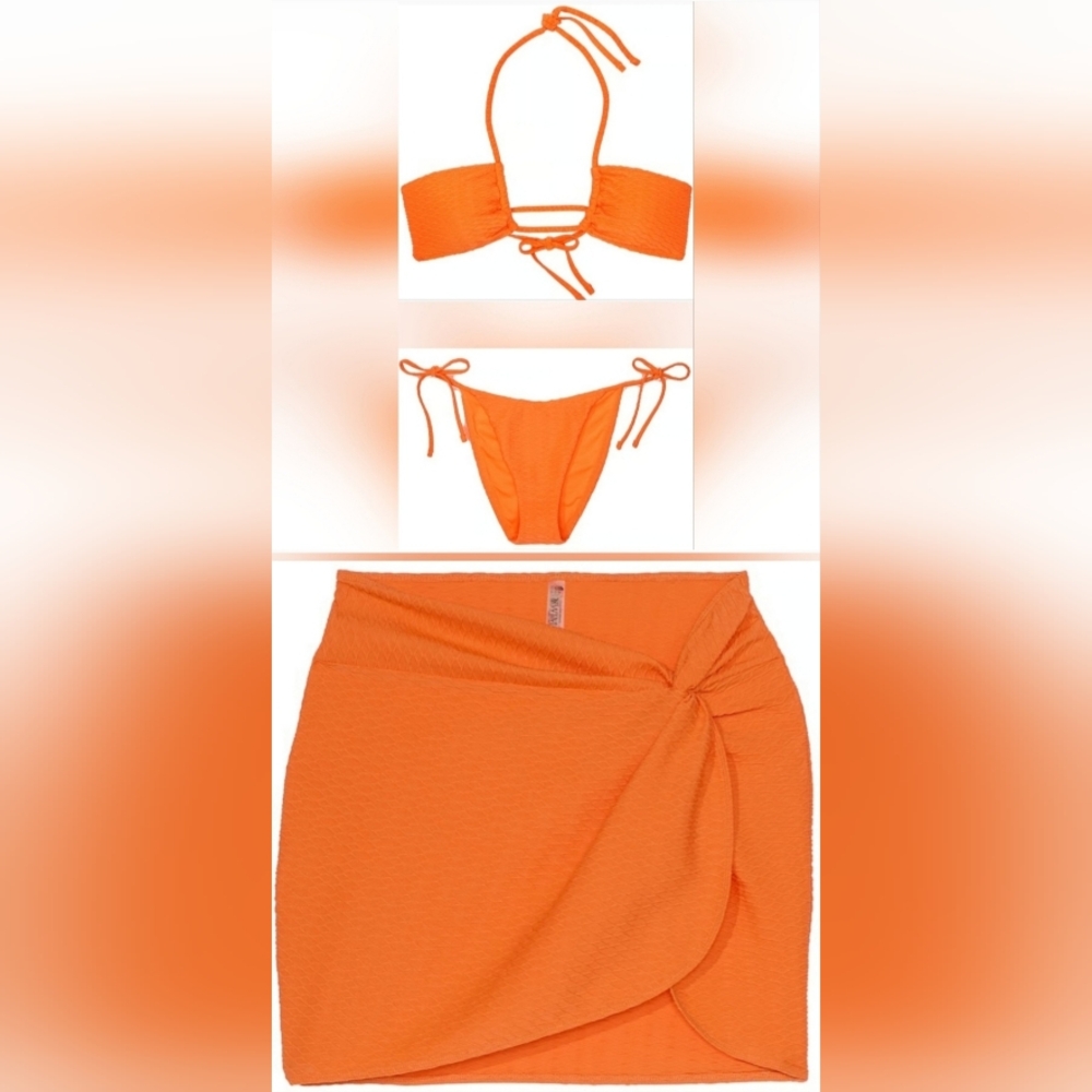 XXL/XL/XXL VS Swim Multiway Halter Bikini Top SideTie Cheeky Sarong Bikini Set